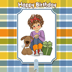 Image showing birthday greeting card with pretty little girl