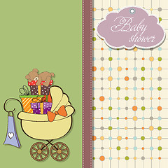 Image showing baby shower card with gift boxes