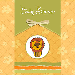 Image showing childish baby shower card with cartoon lion