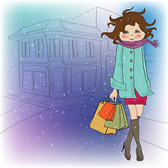 Image showing beautiful young woman at shopping