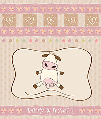 Image showing new baby girl announcement card with cow