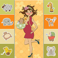 Image showing baby announcement card with pregnant woman