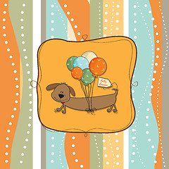 Image showing greeting card with long dog and balloons