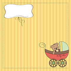 Image showing funny teddy bear in stroller