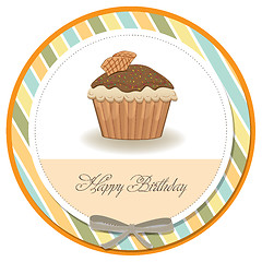 Image showing cute happy birthday card with cupcake