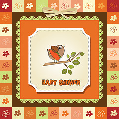 Image showing welcome baby card with funny little bird