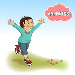 Image showing happy little boy who runs