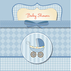 Image showing baby boy shower card with stroller