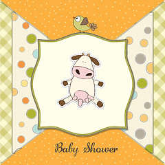 Image showing new baby announcement card with cow