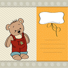 Image showing customizable childish card with funny teddy bear