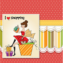 Image showing pretty young woman who is happy that she went shopping