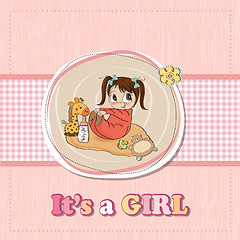 Image showing little baby girl play with her toys. baby girl shower card