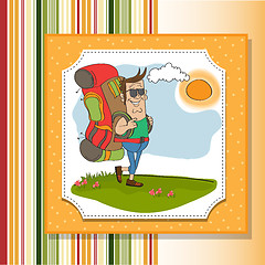 Image showing tourist man traveling with backpack