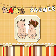 Image showing baby twins shower card