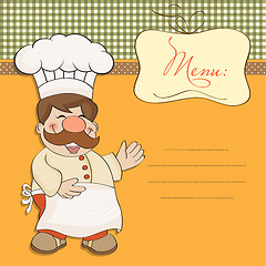 Image showing Background with Smiling Chef and Menu