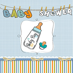 Image showing baby announcement card with milk bottle and pacifier