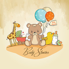 Image showing baby shower card with toys