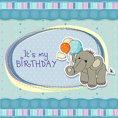 Image showing baby boy birthday card with elephant