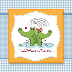 Image showing Crocodiles in love.Valentine's day card