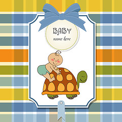 Image showing funny baby boy announcement card