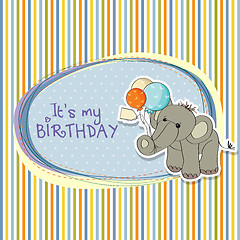 Image showing baby boy birthday card with elephant