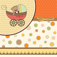 Image showing funny teddy bear in stroller