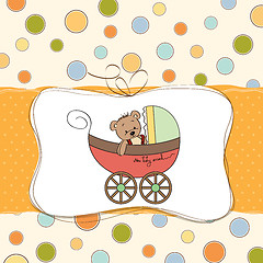 Image showing funny teddy bear in stroller