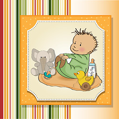 Image showing little baby boy play with his toys