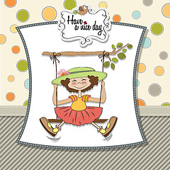 Image showing funny girl in a swing