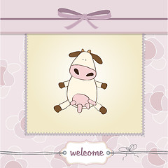 Image showing new baby girl announcement card with cow