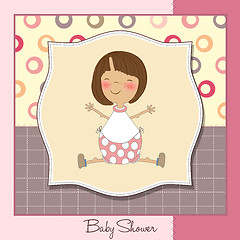 Image showing new baby girl announcement card with little girl