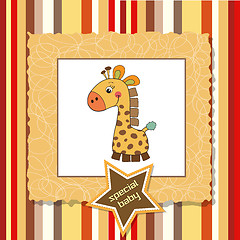 Image showing new baby announcement card with giraffe