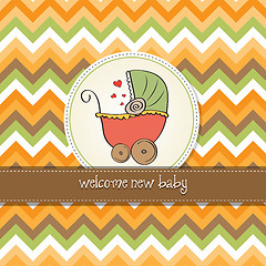 Image showing delicate baby shower card with pram