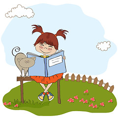 Image showing young sweet girl reading a book