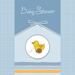 Image showing baby shower card with duck toy