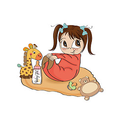 Image showing little baby girl play with her toys