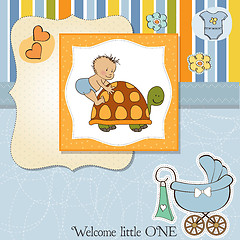 Image showing funny baby boy announcement card