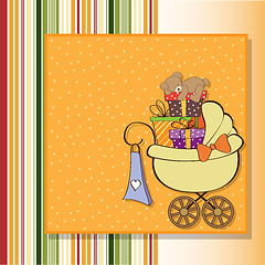 Image showing baby shower card with gift boxes