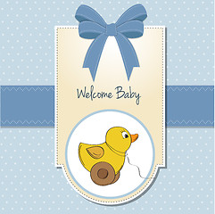 Image showing welcome card with duck toy