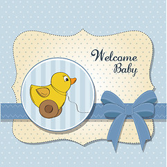 Image showing welcome card with duck toy