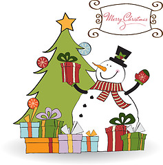 Image showing Christmas greeting card with snowman