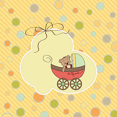 Image showing funny teddy bear in stroller