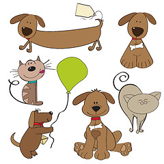 Image showing Cartoon pets collection on white background