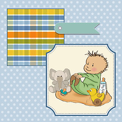 Image showing little baby boy play with his toys