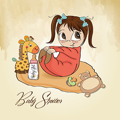 Image showing little baby girl play with her toys