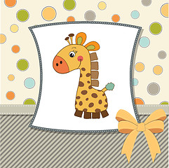 Image showing greeting card with giraffe toy