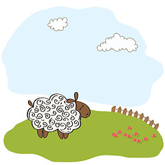 Image showing cute baby shower card with sheep