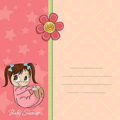 Image showing new baby girl announcement card with little girl