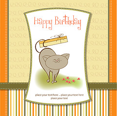 Image showing happy birthday card with cute cat