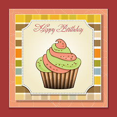 Image showing cute happy birthday card with cupcake